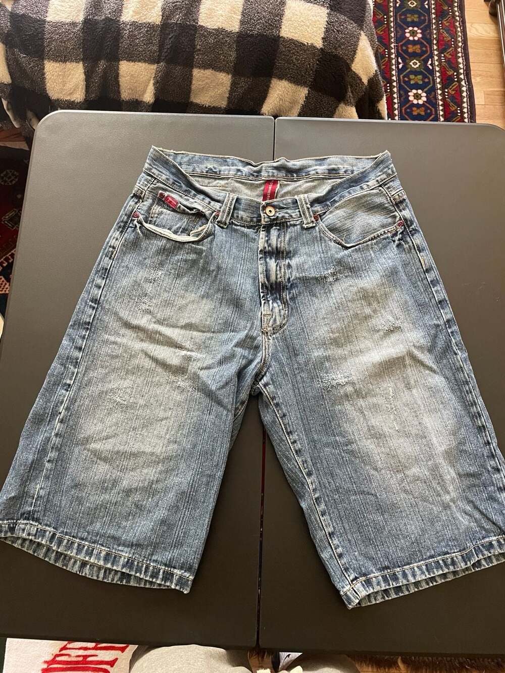 Platinum Fubu Vintage Y2K Distressed Denim Jorts Shorts Size 36